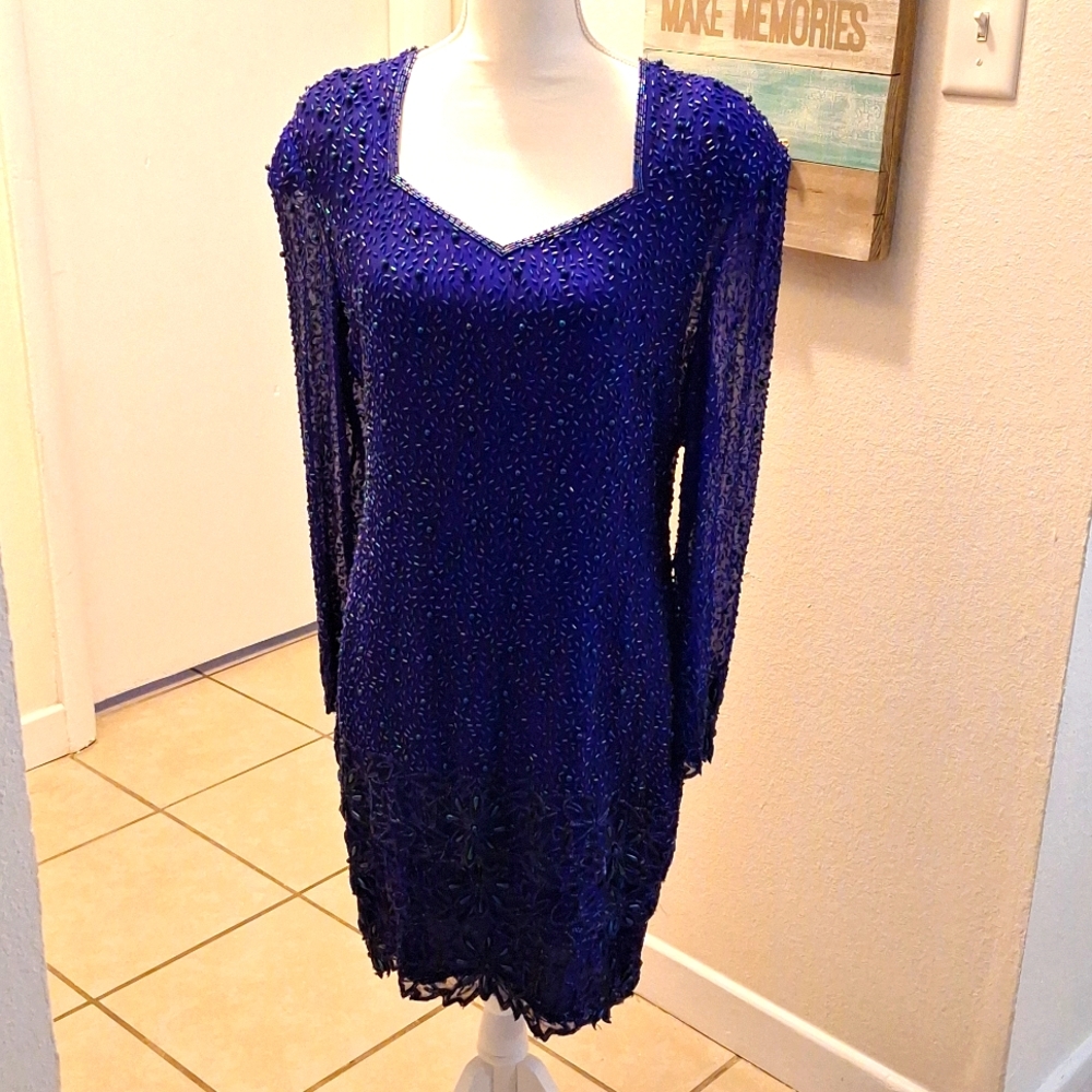 Night Vogue PXL Blue sequined dress
